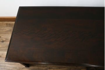 中古　北海道民芸家具　シックで落ち着いた色味と上質な木の風合いが魅力の文机(座机、ローテーブル、作業台、ワークデスク、在宅用、在宅ワーク用)(R-079214)