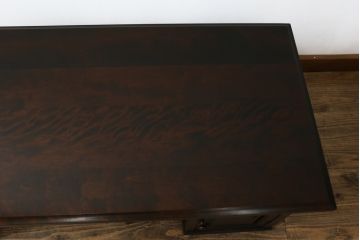 中古　北海道民芸家具　シックで落ち着いた色味と上質な木の風合いが魅力の文机(座机、ローテーブル、作業台、ワークデスク、在宅用、在宅ワーク用)(R-079214)