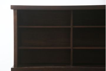 中古　希少な廃番品!!　タモ材　和モダンスタイルのお部屋とも相性抜群のシックな二段重ね水屋箪笥(収納棚、戸棚、食器棚、カップボード、キャビネット)(R-079215)