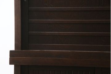 中古　希少な廃番品!!　タモ材　和モダンスタイルのお部屋とも相性抜群のシックな二段重ね水屋箪笥(収納棚、戸棚、食器棚、カップボード、キャビネット)(R-079215)