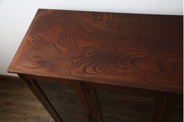 中古　美品　岩谷堂箪笥　菊幸　高級感のある欅(ケヤキ)材の木目が魅力的なサイドキャビネット(収納棚、戸棚、食器棚、カップボード、サイドボード)(R-079223)