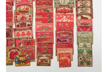 戦前　当時物　中国輸出用・日本など　大判マッチラベル65枚セット(燐寸、人物、動物、鳥、広告、商標、燐票、中華民国、日本東京武田商店、日本燐寸共販、行洋興泰)(R-079236)
