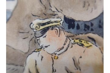 当時物　旧日本軍資料　海軍 岩村俊武　高倉正治　中将　少将　画帖(古本、書、版画、戦友記念、鳳凰山、鶏冠山、和書、古書、書籍、外箱付き)(R-079238)