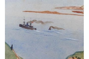 当時物　旧日本軍資料　海軍 岩村俊武　高倉正治　中将　少将　画帖(古本、書、版画、戦友記念、鳳凰山、鶏冠山、和書、古書、書籍、外箱付き)(R-079238)
