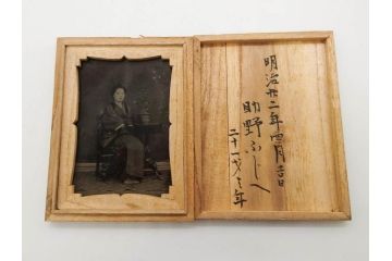 明治期　ガラス写真11点セット(硝子、古写真、ガラス乾板、ネガ、人物、着物、洋装、木箱付き)(R-079239)