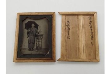 明治期　ガラス写真11点セット(硝子、古写真、ガラス乾板、ネガ、人物、着物、洋装、木箱付き)(R-079239)