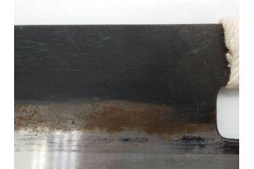 孝義銘　全長305mm　そば包丁(蕎麦包丁、蕎麦切り包丁、緬切り包丁、和包丁、庖丁、ナイフ、調理器具、日本製、木製カバー付き)(R-079240)