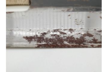 孝義銘　全長305mm　そば包丁(蕎麦包丁、蕎麦切り包丁、緬切り包丁、和包丁、庖丁、ナイフ、調理器具、日本製、木製カバー付き)(R-079240)