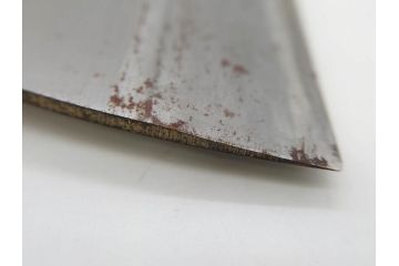 孝義銘　全長305mm　そば包丁(蕎麦包丁、蕎麦切り包丁、緬切り包丁、和包丁、庖丁、ナイフ、調理器具、日本製、木製カバー付き)(R-079240)