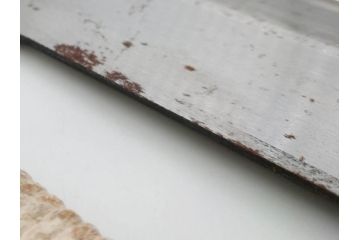 孝義銘　全長305mm　そば包丁(蕎麦包丁、蕎麦切り包丁、緬切り包丁、和包丁、庖丁、ナイフ、調理器具、日本製、木製カバー付き)(R-079240)