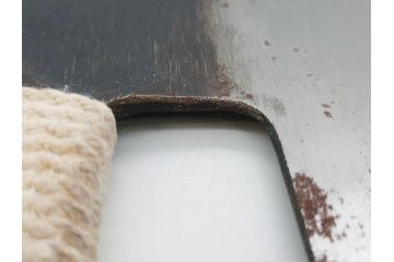 孝義銘　全長305mm　そば包丁(蕎麦包丁、蕎麦切り包丁、緬切り包丁、和包丁、庖丁、ナイフ、調理器具、日本製、木製カバー付き)(R-079240)
