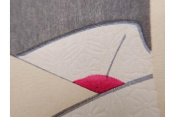 昭和55年6月作　神保朋世　「静夜」　版画(絵画、木版画、多色摺り、美人画、彫刀 大倉半兵衛、摺刷 関岡扇令、着物、女性、落款)(R-079253)