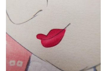 昭和55年6月作　神保朋世　「静夜」　版画(絵画、木版画、多色摺り、美人画、彫刀 大倉半兵衛、摺刷 関岡扇令、着物、女性、落款)(R-079253)