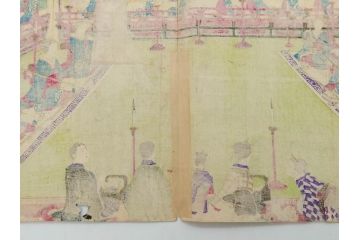 真作　揚州周延 「伊勢古市踊之図」　豊原国周筆 「潤色三十六花撰」　勝川春章画　版画3枚セット(絵画、木版画、多色摺り、久保丁亀鶴や米吉、着物、芸者、美人画、舞踊、屋形船)(R-079254)