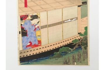 真作　揚州周延 「伊勢古市踊之図」　豊原国周筆 「潤色三十六花撰」　勝川春章画　版画3枚セット(絵画、木版画、多色摺り、久保丁亀鶴や米吉、着物、芸者、美人画、舞踊、屋形船)(R-079254)