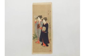 真作　揚州周延 「伊勢古市踊之図」　豊原国周筆 「潤色三十六花撰」　勝川春章画　版画3枚セット(絵画、木版画、多色摺り、久保丁亀鶴や米吉、着物、芸者、美人画、舞踊、屋形船)(R-079254)