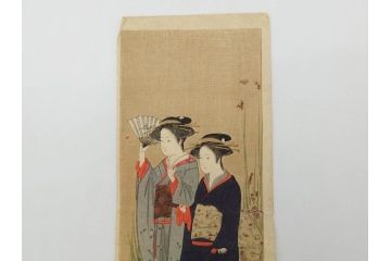 真作　揚州周延 「伊勢古市踊之図」　豊原国周筆 「潤色三十六花撰」　勝川春章画　版画3枚セット(絵画、木版画、多色摺り、久保丁亀鶴や米吉、着物、芸者、美人画、舞踊、屋形船)(R-079254)