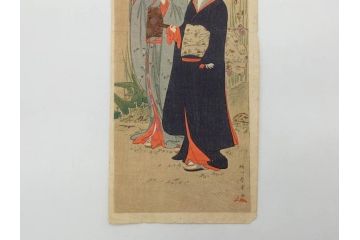 真作　揚州周延 「伊勢古市踊之図」　豊原国周筆 「潤色三十六花撰」　勝川春章画　版画3枚セット(絵画、木版画、多色摺り、久保丁亀鶴や米吉、着物、芸者、美人画、舞踊、屋形船)(R-079254)