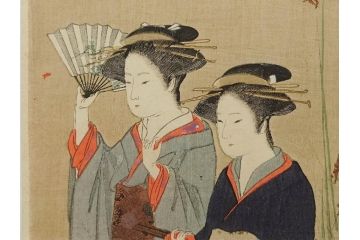 真作　揚州周延 「伊勢古市踊之図」　豊原国周筆 「潤色三十六花撰」　勝川春章画　版画3枚セット(絵画、木版画、多色摺り、久保丁亀鶴や米吉、着物、芸者、美人画、舞踊、屋形船)(R-079254)