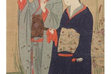 真作　揚州周延 「伊勢古市踊之図」　豊原国周筆 「潤色三十六花撰」　勝川春章画　版画3枚セット(絵画、木版画、多色摺り、久保丁亀鶴や米吉、着物、芸者、美人画、舞踊、屋形船)(R-079254)