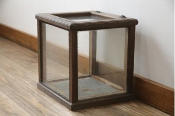 和製アンティーク　素朴な雰囲気の小さな卓上ガラスケース(Gケース、ショーケース、ディスプレイケース、コレクションケース、飾り棚、陳列棚、店舗什器)(R-079261)