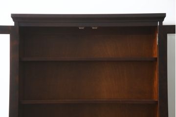 中古　北海道民芸家具　収納に便利な本棚付き!!　シックなビューローブックケース(ライティングビューロー、簿記机、引き出し、ブックシェルフ、本棚、飾り棚、収納棚、ワークデスク、在宅ワーク、在宅用)(定価約50万円)(R-079263)
