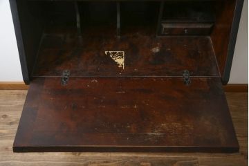中古　北海道民芸家具　収納に便利な本棚付き!!　シックなビューローブックケース(ライティングビューロー、簿記机、引き出し、ブックシェルフ、本棚、飾り棚、収納棚、ワークデスク、在宅ワーク、在宅用)(定価約50万円)(R-079263)