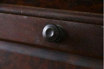 中古　北海道民芸家具　収納に便利な本棚付き!!　シックなビューローブックケース(ライティングビューロー、簿記机、引き出し、ブックシェルフ、本棚、飾り棚、収納棚、ワークデスク、在宅ワーク、在宅用)(定価約50万円)(R-079263)