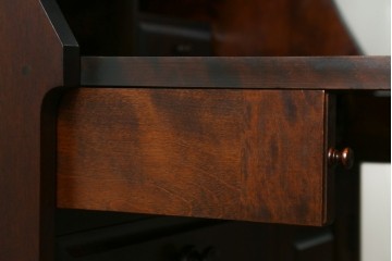 中古　北海道民芸家具　収納に便利な本棚付き!!シックなビューローブックケース　定価約50万円　(R-079263)