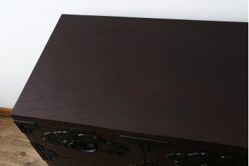 中古　美品!!　岩手民芸家具　存在感のある大振りの龍の金具が魅力的な南部車箪笥(南部箪笥、和たんす、衣装タンス、収納箪笥、整理箪笥、引き出し、サイドチェスト)(R-079265)