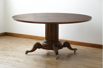 中古　特大!!　アメリカ最高級家具　Century Furniture(センチュリー・ファニチャー)　ノーフォーク(NORFOLK)　クラシカルで重厚な佇まいが魅力のラウンドペデスタルダイニングテーブル　定価推定約150万円前後　(R-079268)