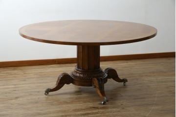 中古　特大!!　アメリカ最高級家具　Century Furniture(センチュリー・ファニチャー)　ノーフォーク(NORFOLK)　クラシカルで重厚な佇まいが魅力のラウンドペデスタルダイニングテーブル　定価推定約150万円前後　(R-079268)