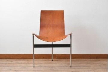 アメリカビンテージ　LAVERNE INTERNATIONAL社　3LCモデル　Tチェア　本革(レザー)　置いてあるだけで絵になるラウンジチェア　(R-079278)