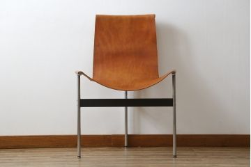 アメリカビンテージ　LAVERNE INTERNATIONAL社　3LCモデル　Tチェア　本革(レザー)　置いてあるだけで絵になるラウンジチェア(椅子、イス、イージーチェア、ヴィンテージ)(R-079279)