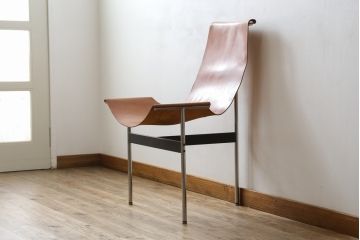 アメリカビンテージ　LAVERNE INTERNATIONAL社　3LCモデル　Tチェア　本革(レザー)　置いてあるだけで絵になるラウンジチェア(椅子、イス、イージーチェア、ヴィンテージ)(R-079279)