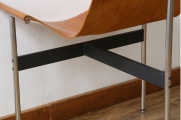 アメリカビンテージ　LAVERNE INTERNATIONAL社　3LCモデル　Tチェア　本革(レザー)　置いてあるだけで絵になるラウンジチェア(椅子、イス、イージーチェア、ヴィンテージ)(R-079279)