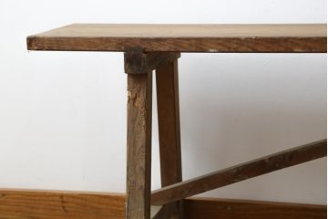 和製アンティーク　松材　素朴で味わいのある古い木味が魅力の長椅子(ダイニングベンチ、板座チェア、椅子、イス、花台、飾り台)(R-079283)