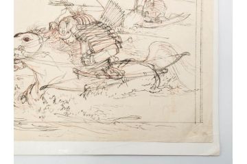 日本画家 右田年英　下絵(絵画、素描、デッサン、スケッチ、下書き、下描き、騎馬武者、合戦、海)(R-079284)