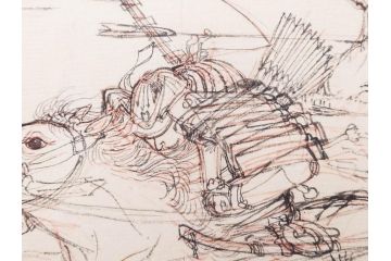 日本画家 右田年英　下絵(絵画、素描、デッサン、スケッチ、下書き、下描き、騎馬武者、合戦、海)(R-079284)