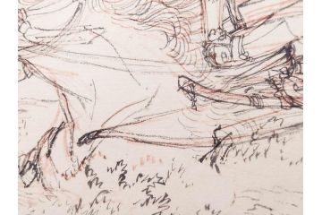 日本画家 右田年英　下絵(絵画、素描、デッサン、スケッチ、下書き、下描き、騎馬武者、合戦、海)(R-079284)