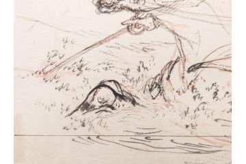 日本画家 右田年英　下絵(絵画、素描、デッサン、スケッチ、下書き、下描き、騎馬武者、合戦、海)(R-079284)