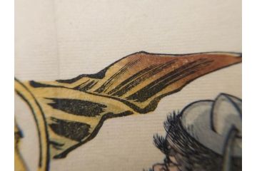 真作　月岡芳年　芳年略画 「鍾馗之夜這」　版画(絵画、木版画、多色摺り、神、道教、鬼、鯉のぼり)(R-079285)