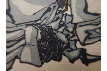 真作　月岡芳年　芳年略画 「鍾馗之夜這」　版画(絵画、木版画、多色摺り、神、道教、鬼、鯉のぼり)(R-079285)