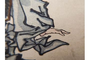真作　月岡芳年　芳年略画 「鍾馗之夜這」　版画(絵画、木版画、多色摺り、神、道教、鬼、鯉のぼり)(R-079285)