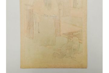 日本画家 右田年英　随筆　版画4枚セット(絵画、木版画、多色摺り、六歌仙、茨木、帝劇、論語、加藤清正、猿曳、サル、)(R-079286)