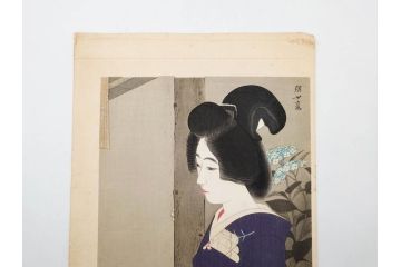 神保朋世　版画(絵画、木版画、多色摺り、美人画、着物、女性、落款)(R-079288)