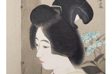 神保朋世　版画(絵画、木版画、多色摺り、美人画、着物、女性、落款)(R-079288)