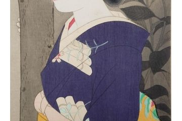 神保朋世　版画(絵画、木版画、多色摺り、美人画、着物、女性、落款)(R-079288)