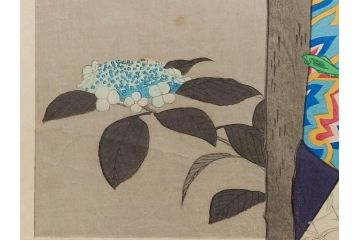 神保朋世　版画(絵画、木版画、多色摺り、美人画、着物、女性、落款)(R-079288)