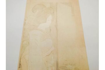 神保朋世　版画(絵画、木版画、多色摺り、美人画、着物、女性、落款)(R-079288)